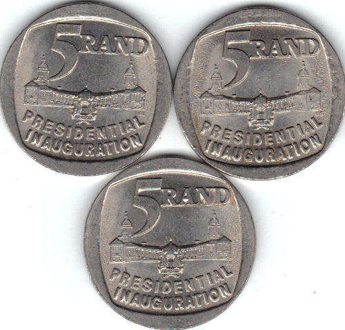 1994 INAUGURATION R5 COINS. ONLY 3 AVAILABLE (ENCAPSULATED)!! MUST HAVE!